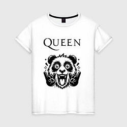 Футболка хлопковая женская Queen - rock panda, цвет: белый