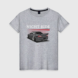 Футболка хлопковая женская Nissan skyline night ride, цвет: меланж