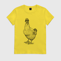 Футболка хлопковая женская Новогодняя курочка, цвет: желтый