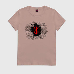 Футболка хлопковая женская Метка и руки, цвет: пыльно-розовый