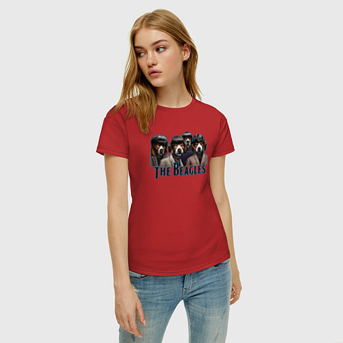 Женская футболка Beatles beagles / Красный – фото 3