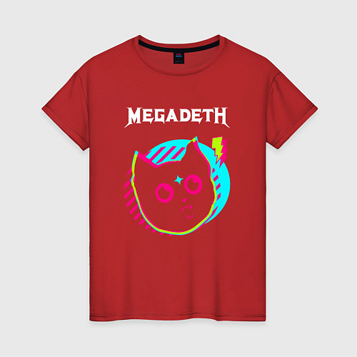 Женская футболка Megadeth rock star cat / Красный – фото 1