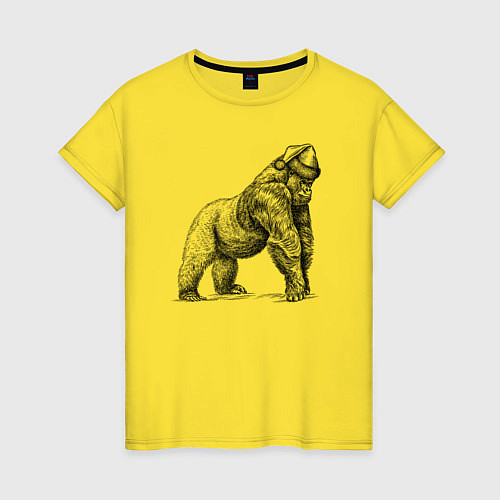 Женская футболка Новогодняя обезьяна горилла / Желтый – фото 1