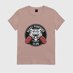 Футболка хлопковая женская Клуб зверского удара, цвет: пыльно-розовый