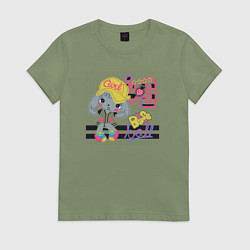 Футболка хлопковая женская Base ball, цвет: авокадо