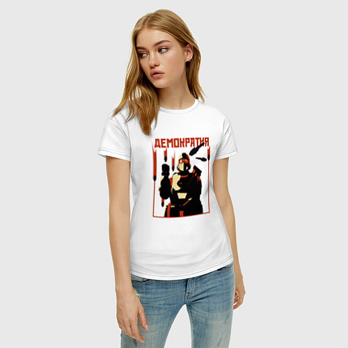 Женская футболка Helldivers 2 - демократия / Белый – фото 3