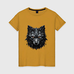 Футболка хлопковая женская Графитовый волк, цвет: горчичный