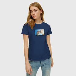 Футболка хлопковая женская Два кота, цвет: тёмно-синий — фото 2