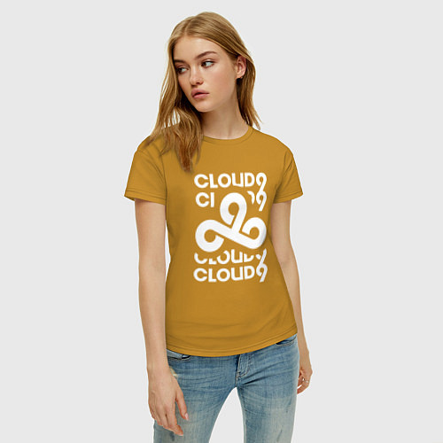 Женская футболка Cloud9 - in logo / Горчичный – фото 3