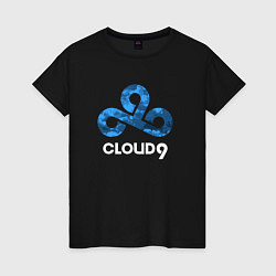 Футболка хлопковая женская Cloud9 - blue cloud logo, цвет: черный