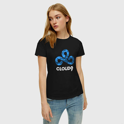 Женская футболка Cloud9 - blue cloud logo / Черный – фото 3