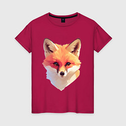 Футболка хлопковая женская Foxs head, цвет: маджента