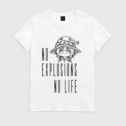 Футболка хлопковая женская No explosions no life, цвет: белый