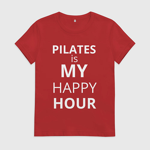 Женская футболка Pilates is my happy hour - пилатес мой любимый ча / Красный – фото 1
