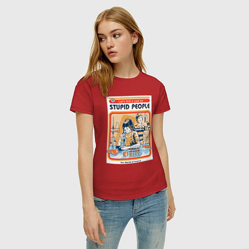 Женская футболка Лекарство от глупых людей мем / Красный – фото 3