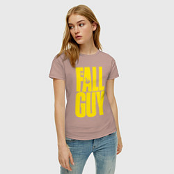 Футболка хлопковая женская The fall guy logo, цвет: пыльно-розовый — фото 2
