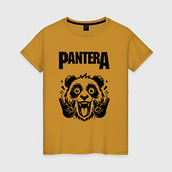 Футболка хлопковая женская Pantera - rock panda, цвет: горчичный