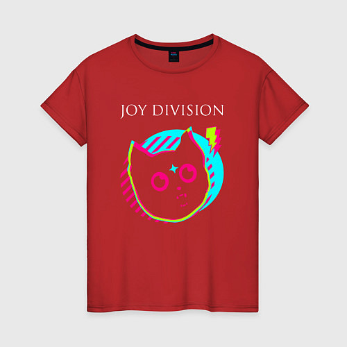 Женская футболка Joy Division rock star cat / Красный – фото 1