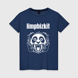 Футболка хлопковая женская Limp Bizkit rock panda, цвет: тёмно-синий