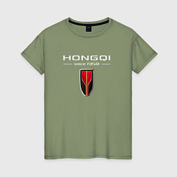Футболка хлопковая женская Hongqi - logo, цвет: авокадо