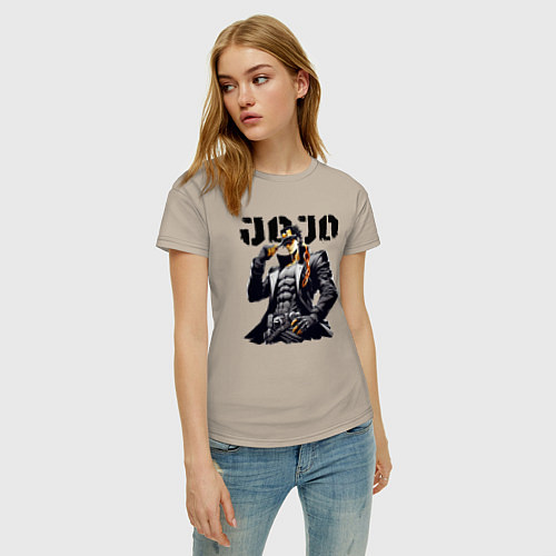 Женская футболка Jotaro Kujo - jojo ai art / Миндальный – фото 3
