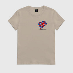 Футболка хлопковая женская Im British - motto, цвет: миндальный