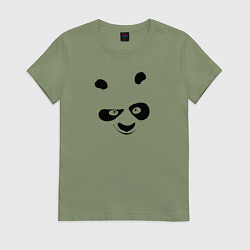 Футболка хлопковая женская Кунг фу панда силуэт, цвет: авокадо