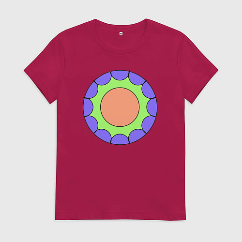 Женская футболка Салатовая звезда с окружностями / Маджента – фото 1