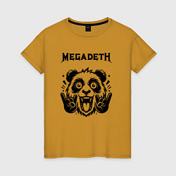 Футболка хлопковая женская Megadeth - rock panda, цвет: горчичный