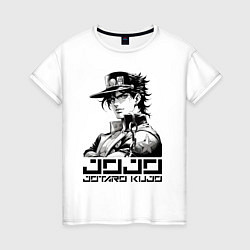 Футболка хлопковая женская Jotaro Kujo - jojo ai art, цвет: белый