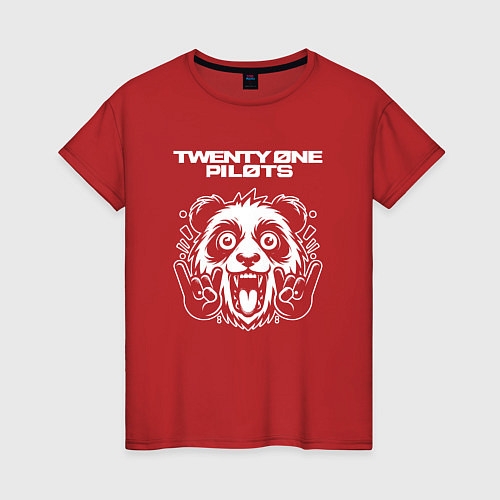 Женская футболка Twenty One Pilots rock panda / Красный – фото 1