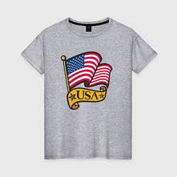 Футболка хлопковая женская American flag, цвет: меланж
