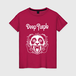 Футболка хлопковая женская Deep Purple rock panda, цвет: маджента