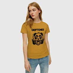 Футболка хлопковая женская Deftones - rock panda, цвет: горчичный — фото 2