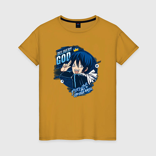 Женская футболка Бездомный бог Ято доставка / Горчичный – фото 1