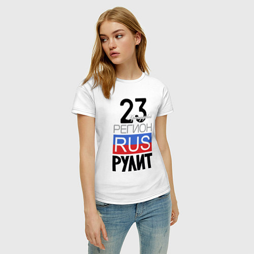 Женская футболка 23 - Краснодарский край / Белый – фото 3