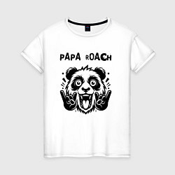 Футболка хлопковая женская Papa Roach - rock panda, цвет: белый