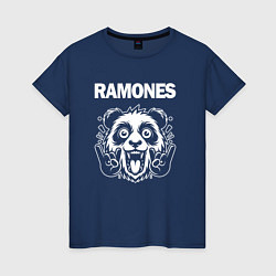 Футболка хлопковая женская Ramones rock panda, цвет: тёмно-синий