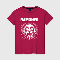 Футболка хлопковая женская Ramones rock panda, цвет: маджента
