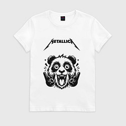Футболка хлопковая женская Metallica - rock panda, цвет: белый