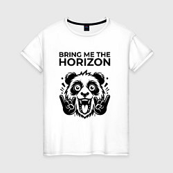 Футболка хлопковая женская Bring Me the Horizon - rock panda, цвет: белый