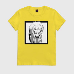 Футболка хлопковая женская Зеро Ту улыбается, цвет: желтый