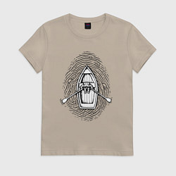 Футболка хлопковая женская Космонавт лодочник, цвет: миндальный