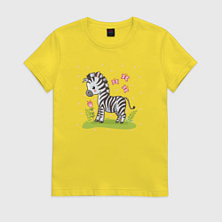 Футболка хлопковая женская Зебра и бабочки, цвет: желтый