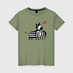 Футболка хлопковая женская Zebra love, цвет: авокадо
