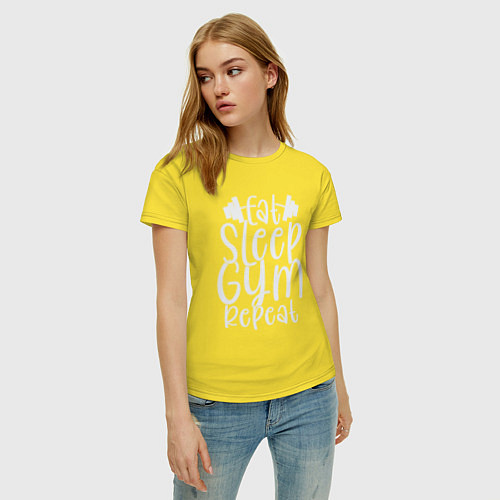 Женская футболка Еда сон спортзал / Желтый – фото 3