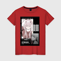 Футболка хлопковая женская Милый во Франксе Zero Two, цвет: красный