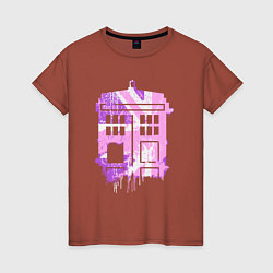 Футболка хлопковая женская Pink tardis, цвет: кирпичный