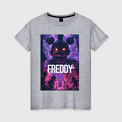 Футболка хлопковая женская Freddy - мишка Фредди, цвет: меланж