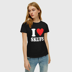 Футболка хлопковая женская I love - skufs, цвет: черный — фото 2